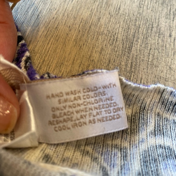 Women’s Chico’s Open Sweater Cardigan Leopard Purple Paisley Sz 2 Large - Picture 7 of 10